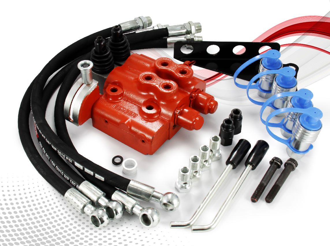 Dual Hydraulic Remote Control Valve Kit for Massey Ferguson MF 135 150 230 231 240 245 250 253 (red)
