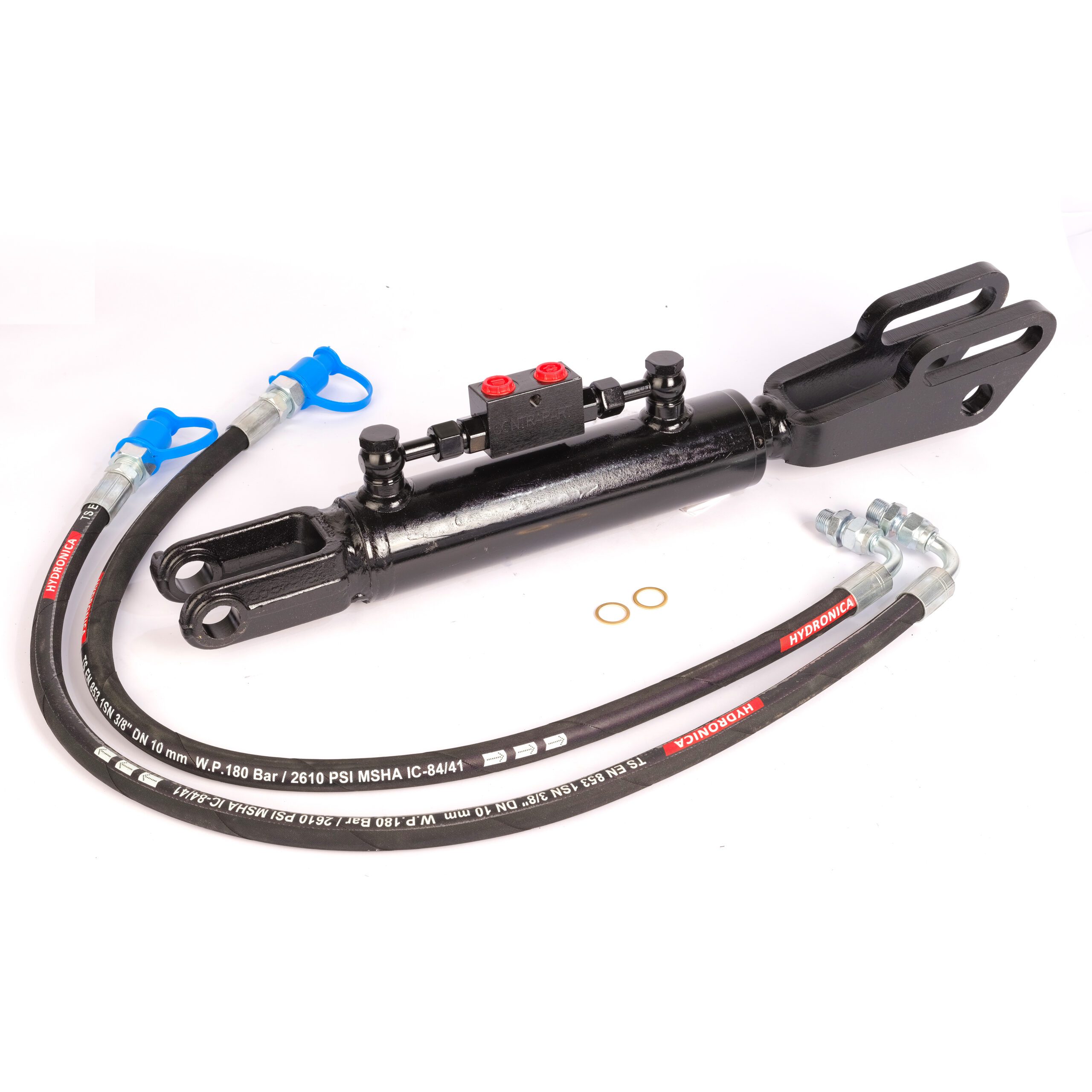 Hydraulic Side Link Cylinder with Fork Fits Several Tractors : 21-5/8″, 28-3/16″)